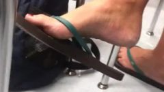 Candid Young Teen Flip Flop Feet In Classroom