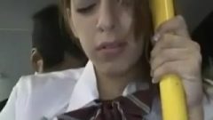 School-Girl Destroyed Arousing On Bus