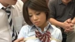Miku Misato In School Uniform Receives Cocks Deepthroat And Spunk After