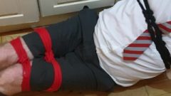 Tightly Roped Up And Gagged Guy In School Uniform 2
