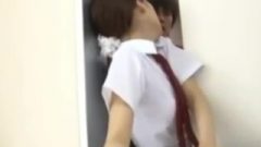 Inviting Asian School Girl Takes Trapped In Elevator Doors And Fucked!!!